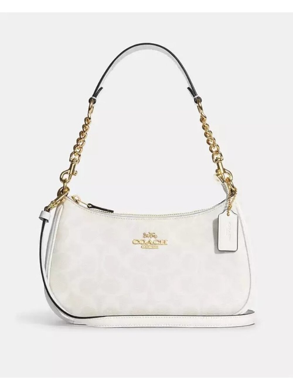 NWT Coach Teri Shoulder Bag In Signature Canvas - Gold/White/Chalk